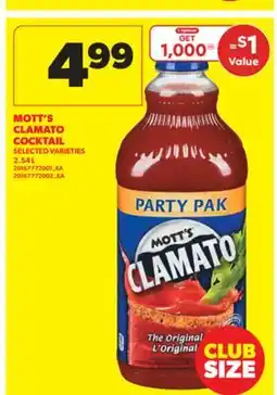 Real Canadian Superstore MOTT'S CLAMATO COCKTAIL, 2.54 L offer