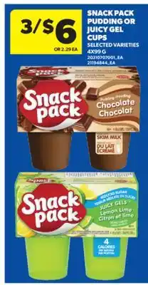 Real Canadian Superstore SNACK PACK PUDDING OR JUICY GEL CUPS, 4X99 G offer