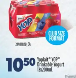 Real Canadian Superstore YOPLAIT YOP DRINKABLE YOGURT, 12x200mL offer