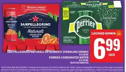 Food Basics SAN PELLEGRINO NATURALI OR MOMENTI SPARKLING DRINKS 6 X 330 ML PERRIER CARBONATED WATER 8 X 330 ML offer