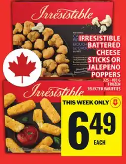 Food Basics IRRESISTIBLE BATTERED CHEESE STICKS OR JALEPENO POPPERS offer