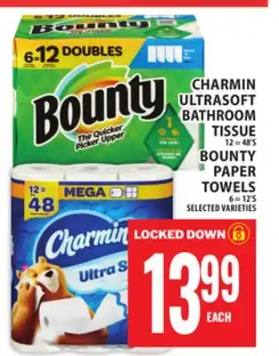 Food Basics CHARMIN ULTRASOFT BATHROOM TISSUE, BOUNTY PAPER TOWELS offer