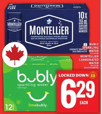 Food Basics BUBLY SPARKLING WATER OR MONTELLIER CARBONATED WATER offer