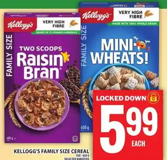 Food Basics KELLOGG'S FAMILY SIZE CEREAL offer