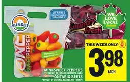 Food Basics MINI SWEET PEPPERS, ONTARIO BEETS offer