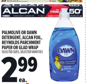 Metro PALMOLIVE OR DAWN DETERGENT, ALCAN FOIL, REYNOLDS PARCHMENT PAPER OR GLAD WRAP offer