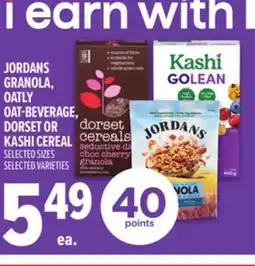 Metro JORDANS GRANOLA, OATLY OAT-BEVERAGE, DORSET OR KASHI CEREAL offer