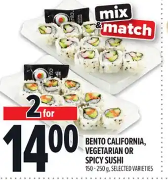 Metro BENTO CALIFORNIA, VEGETARIAN OR SPICY SUSHI offer