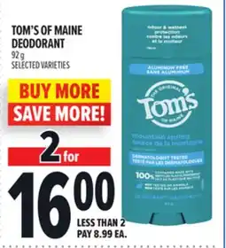 Metro TOM'S OF MAINE DEODORANT offer