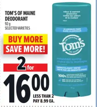 Metro TOM'S OF MAINE DEODORANT offer