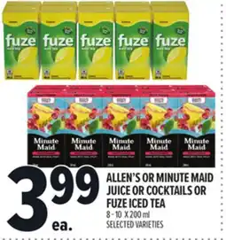 Metro ALLEN'S OR MINUTE MAID JUICE OR COCKTAILS OR FUZE ICED TEA offer