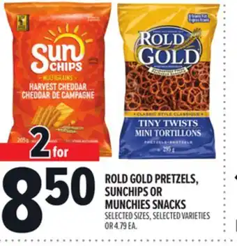 Metro ROLD GOLD PRETZELS, SUNCHIPS OR MUNCHIES SNACKS offer