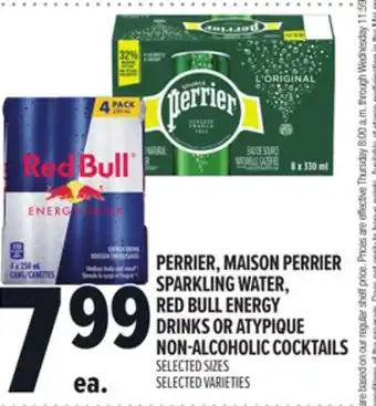 Metro PERRIER, MAISON PERRIER SPARKLING WATER, RED BULL ENERGY DRINKS OR ATYPIQUE NON-ALCOHOLIC COCKTAILS offer