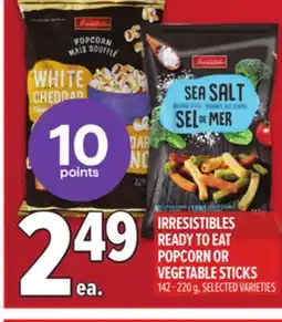 Metro IRRESISTIBLES READY TO EAT POPCORN OR VEGETABLE STICKS offer