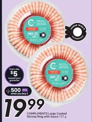 Sobeys COMPLIMENTS Large Cooked Shrimp Ring with Sauce offer