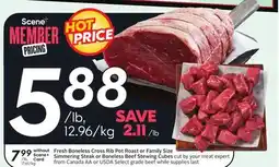 Sobeys Fresh Boneless Cross Rib Pot Roast or Family Size Simmering Steak Boneless Beef Stewing offer