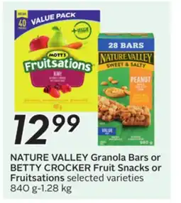 Sobeys NATURE VALLEY Granola Bars or BETTY CROCKER Fruit Snacks or Fruitsations offer