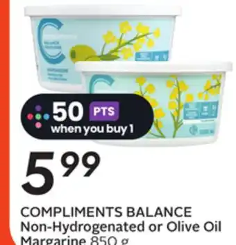 Sobeys COMPLIMENTS BALANCE Non-Hydrogenated or Olive Oil Margarine offer