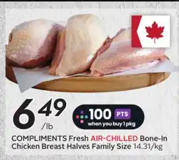 Sobeys COMPLIMENTS Fresh AIR-CHILLED Bone-In Chicken Breast Halves offer