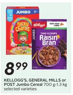 Sobeys KELLOGG'S, GENERAL MILLS or POST Jumbo Cereal offer