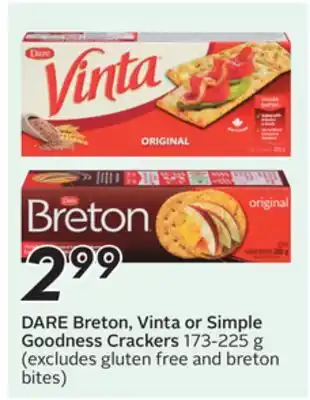 Sobeys DARE Breton, Vinta or Simple Goodness Crackers offer