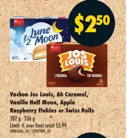 No Frills VACHON JOS LOUIS, AH CARAMEL, VANILLA HALF MOON, APPLE RASPBERRY FLAKIES OR SWISS ROLLS 282 G-336 G offer