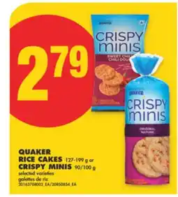 No Frills QUAKER RICE CAKES 127-199 g or CRISPY MINIS 90/100 g offer