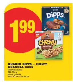 No Frills QUAKER DIPPS or CHEWY GRANOLA BARS, 120-156 G offer