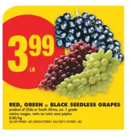 No Frills RED, GREEN or BLACK SEEDLESS GRAPES offer