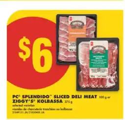 No Frills PC SPLENDIDO SLICED DELI MEAT 100 g or ZIGGY'S KOLBASSA 375 g offer