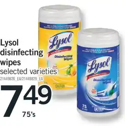 Fortinos LYSOL DISINFECTING WIPES, 75'S offer