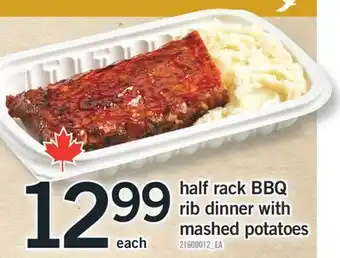 Fortinos HALF RACK BBQ RIB DINNER WITH MASHED POTATOES offer