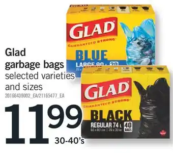 Fortinos GLAD GARBAGE BAGS,30-40'S offer