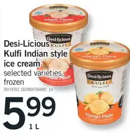 Fortinos DESI-LICIOUS KULFI KULFI INDIAN STYLE ICE CREAM, 1L offer