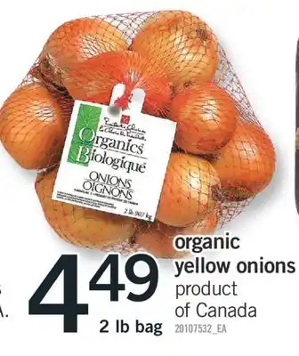 Fortinos ORGANIC YELLOW ONIONS, 2 LB BAG offer