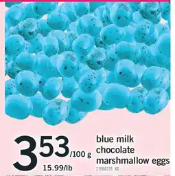 Fortinos BLUE MILK CHOCOLATE MARSHMALLOW EGGS offer