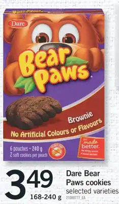 Fortinos DARE BEAR PAWS COOKIES, 168-240 g offer