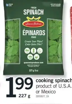 Fortinos COOKING SPINACH, 227 g offer