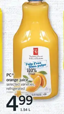 Fortinos PC ORANGE JUICE, 1.54 L offer