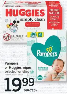 Fortinos PAMPERS OR HUGGIES WIPES,560-720'S offer