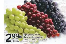 Fortinos LARGE GREEN, RED OR BLACK SEEDLESS GRAPES offer