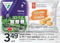 Fortinos VISION GREENS SALAD MIXES, 1.13 G OR PC MINI POTATOES, 600 G offer