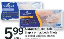 Fortinos SEAQUEST COD, SOLE, TILAPIA OR HADDOCK FILLETS, 400 G offer