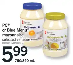 Fortinos PC MENU OR BLUE MENU MAYONNAISE, 750/890 mL offer