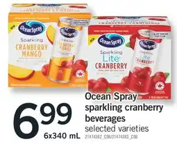 Fortinos OCEAN SPRAY SPARKLING CRANBERRY BEVERAGES, 6x340 mL offer