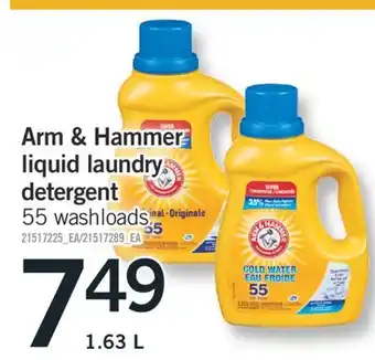 Fortinos ARM & HAMMER LIQUID LAUNDRY DETERGENT, 1.63 L offer