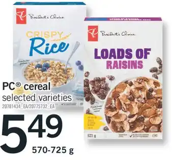 Fortinos PC CEREAL, 570-725 g offer