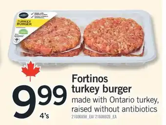 Fortinos FORTINOS TURKEY BURGER, 4's offer