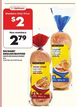 Loblaws NO NAME ENGLISH MUFFINS 6'S offer