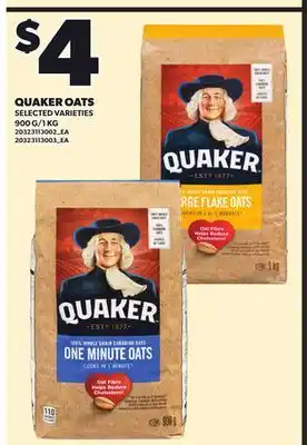 Loblaws QUAKER OATS 900G/1KG offer